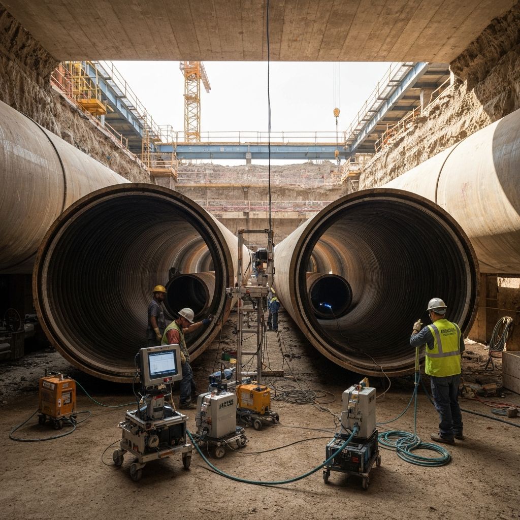 Industrial water main inspection and leak detection