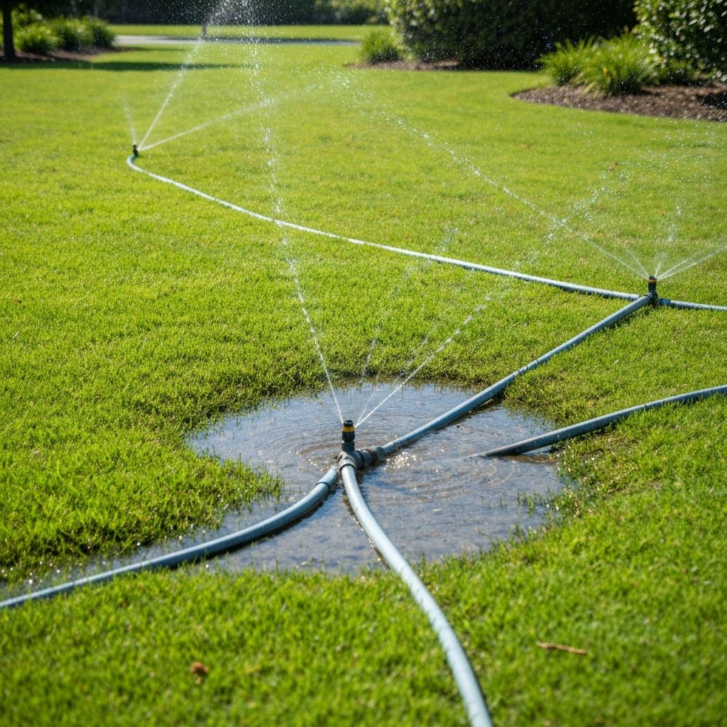 Professional irrigation line leak detection in commercial landscape